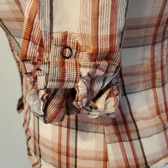 Orange Plaid Snap button down - Picture 4 of 8